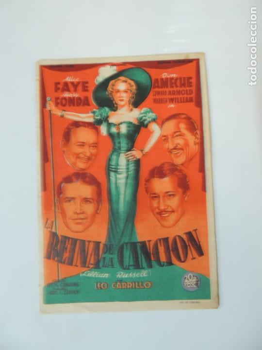 Cine: la reina de la cancion - folleto mano original soligo alice faye hanry fonda lillian russell impreso