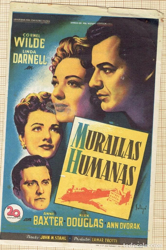 Foglietti di film di film antichi di cinema: FOLLETO DE MANO MURALLAS HUMANAS - 195X-