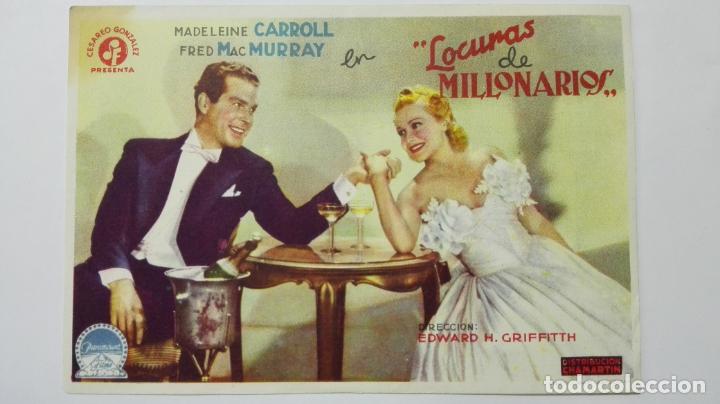 Kino: FOLLETO DE CINE, LOCURAS DE MILLONARIOS, ORIGINAL, SIN PUBLICIDAD