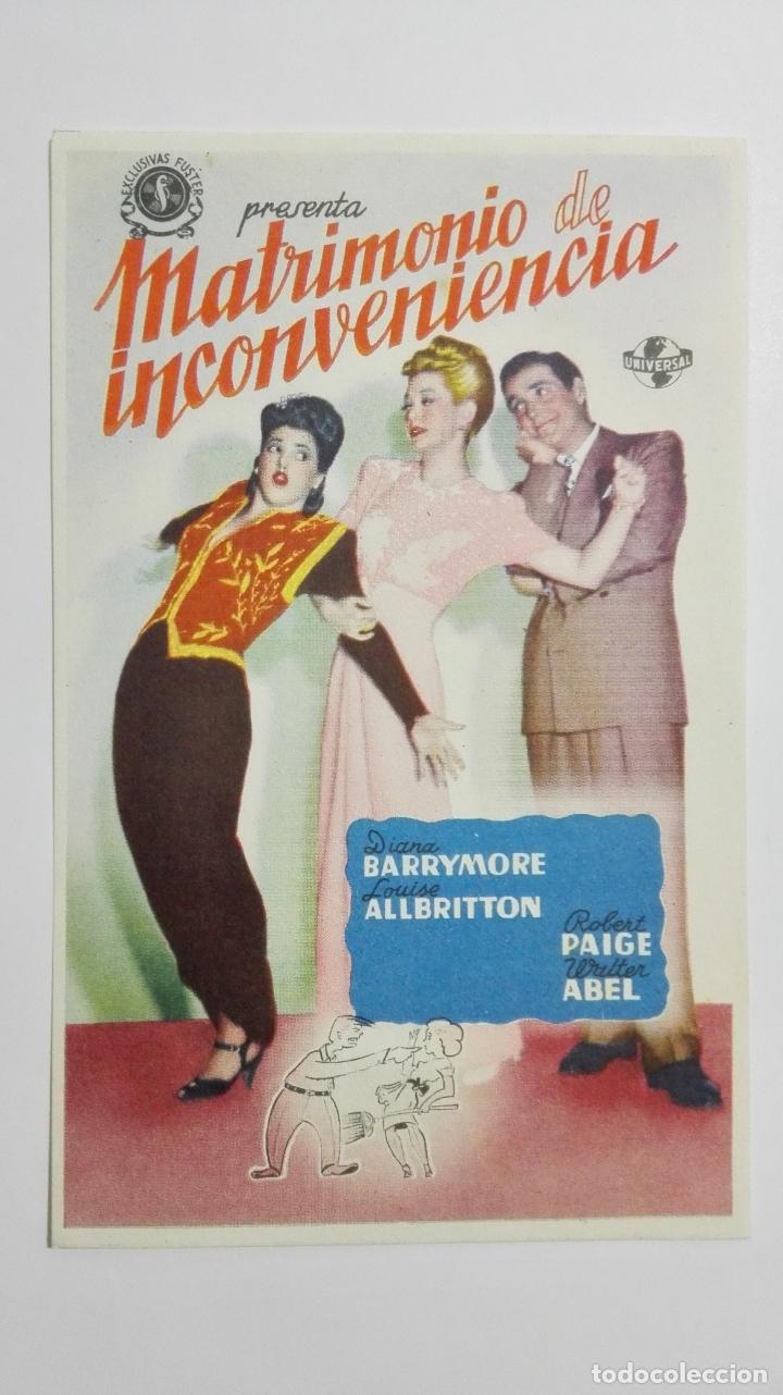 Kino: FOLLETO DE CINE, MATRIMONIO DE INCONVENIENCIA, ORIGINAL, SIN PUBLICIDAD
