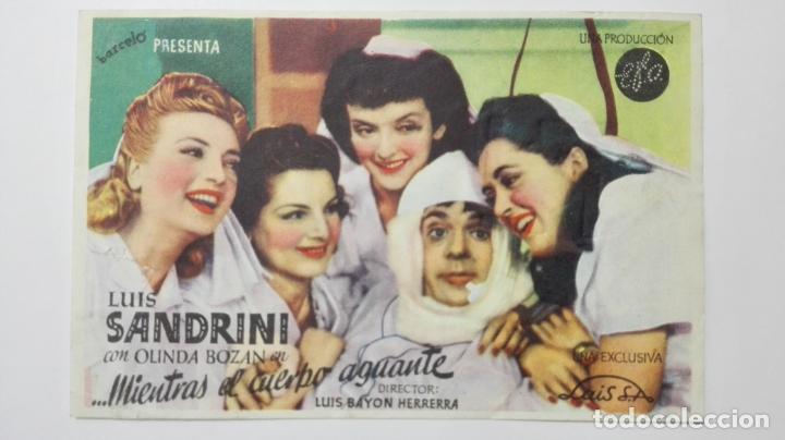 Kino: FOLLETO DE CINE, MIENTRAS EL CUERPO AGUANTE, ORIGINAL, PUBLICIDAD CINE ALCANTARA