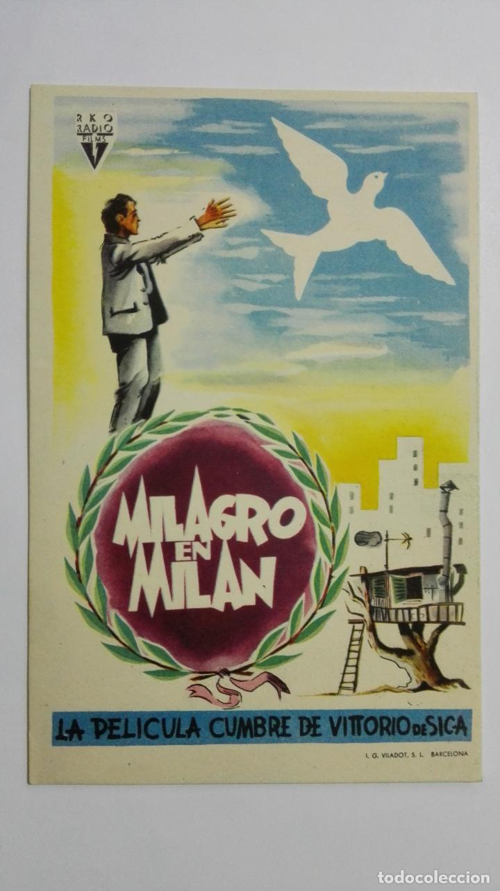 Kino: FOLLETO DE CINE, MILAGRO EN MILAN, ORIGINAL, SIN PUBLICIDAD