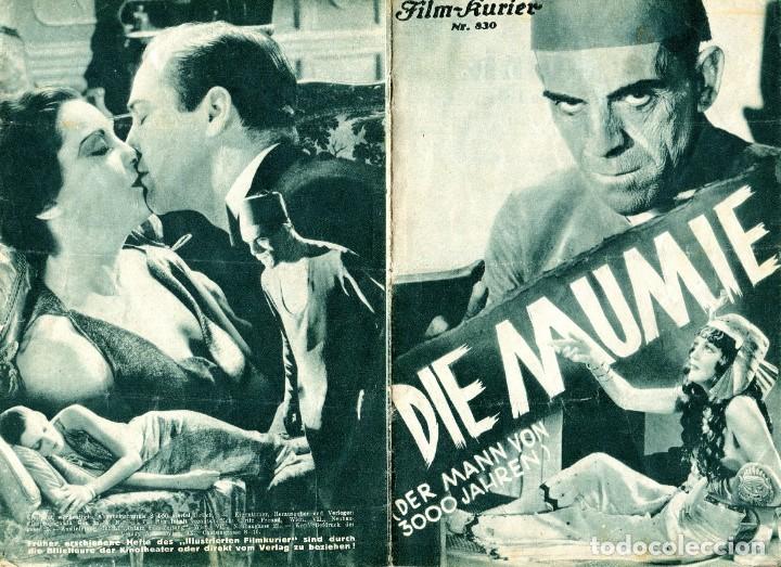 Cine: LA MIMIA, con Boris Karloff. Programa alem&aacute;n de 4 hojas de 15 X 23 cms. - Foto 1