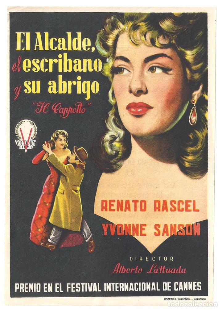 Folhetos de m&atilde;o de filmes antigos de cinema: PTCC 035 EL ALCALDE EL ESCRIBANO Y SU ABRIGO PROGRAMA SENCILLO VICTORY FILMS RENATO RASCEL