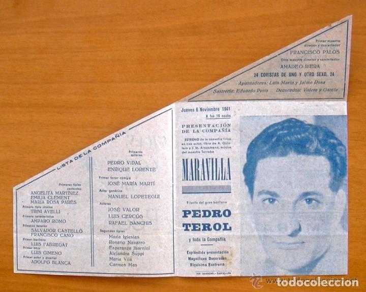 Folhetos de m&atilde;o de filmes antigos de cinema: Teatro Principal Castell&oacute;n - Compa&ntilde;ia Maravilla Zarzuela - Pedro Terol - Ver fotos adicionales