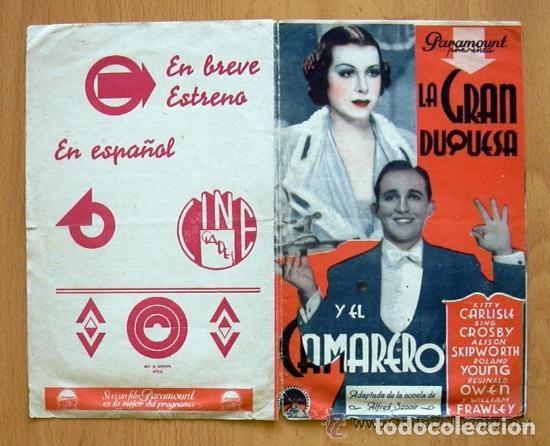  Flyers Publicitaires de films Anciens: La gran duquesa y el camarero - Pelicula de 1934 - Bing Crosby - Publicidad Cine Gades de C&aacute;diz