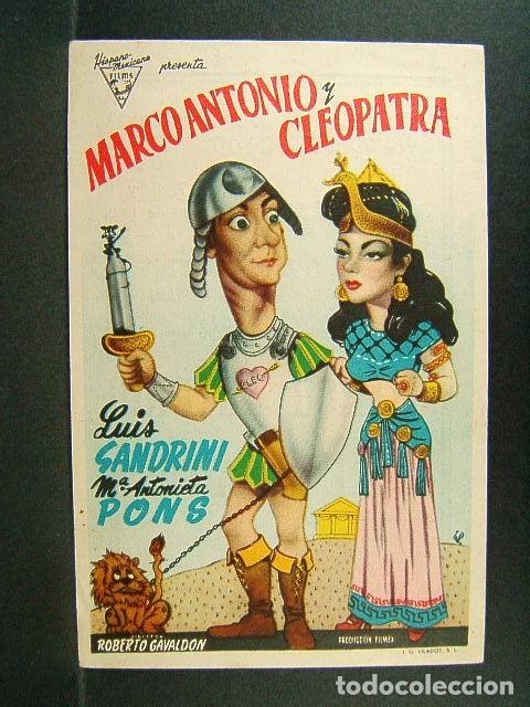 Cine: MARCO ANTONIO Y CLEOPATRA-CINE MODERNO-GERONA-ROBERTO GAVALDON-LUIS SANDRINI-1950-PERFECTO. .