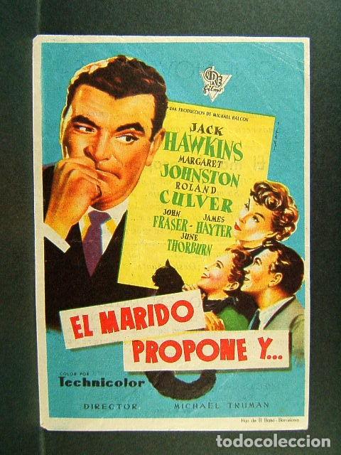 Folhetos de m&atilde;o de filmes antigos de cinema: EL MARIDO PROPONE Y...-CINE NOVEDADES-MICHAEL TRUMAN-JACK HAWKINS-MARGARET JOHNSTON-ALBERICIO-1960.