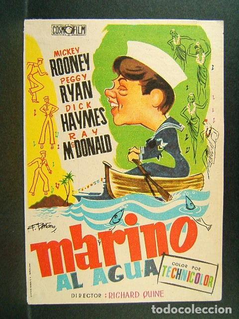 Cine: MARINO AL AGUA-TEATRO ULTONIA-GERONA-RICHARD QUINE-MICKEY ROONEY-PEGGY RYAN-ILUSTRA PI&Ntilde;ANA-(1953).