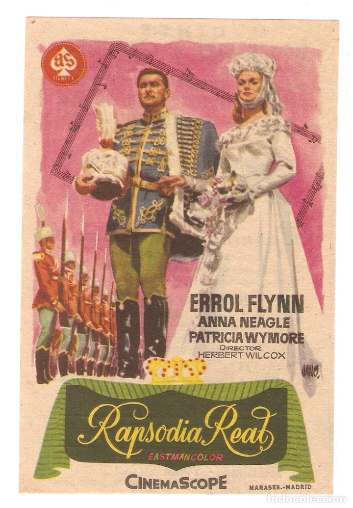  Flyers Publicitaires de films Anciens: RAPSODIA REAL - ERROL FLYNN, ANNA NEAGLE, PATRICIA WYMORE - JANO - CINES BOHEMIO Y GALILEO