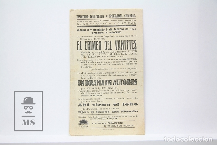 Cine: Programa de Cine Doble - El Crimen del Vanities / Carl Brisson - Paramount - Publicidad - Foto 3
