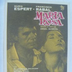 Cine: FOLLETO DE MANO : MARIA ROSA , CON NURIA ESPERT Y FRANCISCO RABAL . 1962.