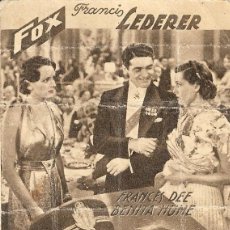Cine: PROGRAMA DE CINE EN CARTÓN - LA ALEGRE MENTIRA - FRANCIS LEDERER, FRANCES DEE - FOX - 1935.