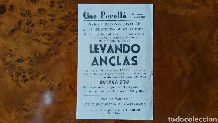 Cine: Programa de mano. Cine. LEVANDO ANCLAS (Original) 1949 - PERFECTO. - Foto 2