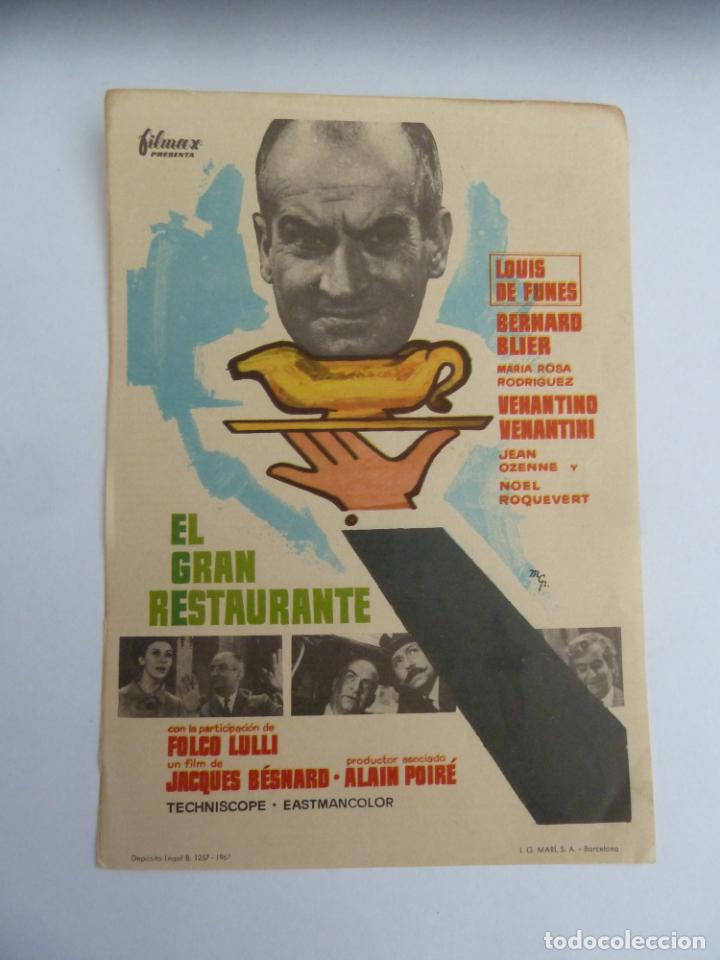 Cinema: el gran restaurante louis de funes folleto de mano original perfecto estado