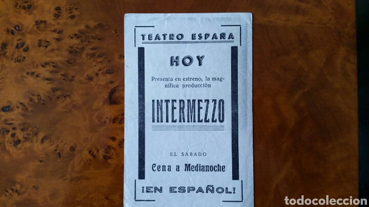 Cine: Programa de mano. Cine. INTERMEZZO (Original) 1939 - PERFECTO. - Foto 2