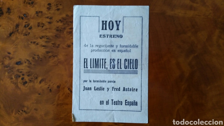 Cine: Programa de mano. Cine. EL L&Iacute;MITE ES EL CIELO (Original) 1943. - Foto 2
