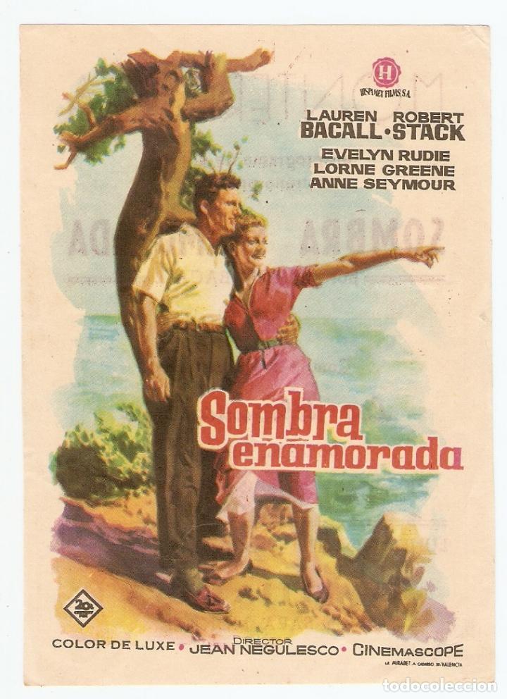 Folhetos de m&atilde;o de filmes antigos de cinema: SOMBRA ENAMORADA - LAUREN BACALL, ROBERT STACK - DIRECTOR JEAN NEGULESCO - CINE MONTERROSA
