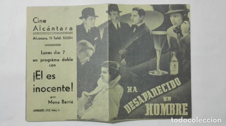Cinema: PROGRAMA DOBLE DE CINE, HA DESAPARECIDO UN HOMBRE, ORIGINAL A&Ntilde;OS 40, CINE ALCANTARA