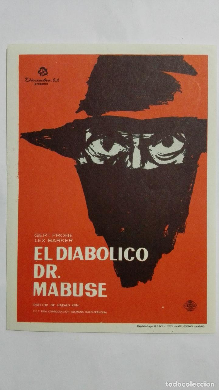 Cinema: PROGRAMA DE CINE, EL DIABOLICO DR MABUSE, ORIGINAL A&Ntilde;OS 60, SIN PUBLICIDAD