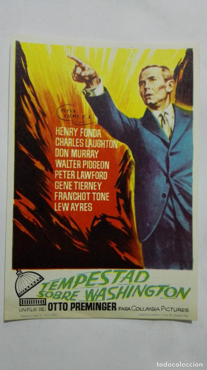 Folhetos de m&atilde;o de filmes antigos de cinema: PROGRAMA DE CINE, TEMPESTAD SOBRE WASHINGTON, ORIGINAL A&Ntilde;OS 60, SIN PUBLICIDAD