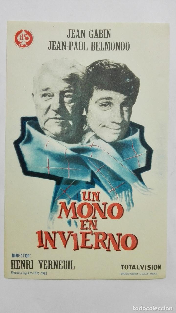 Folhetos de m&atilde;o de filmes antigos de cinema: PROGRAMA DE CINE, UN MONO EN INVIERNO, ORIGINAL A&Ntilde;OS 60, SIN PUBLICIDAD