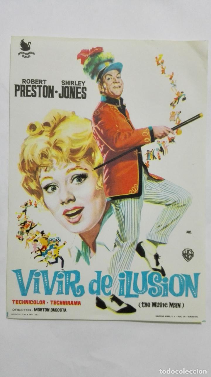 Folhetos de m&atilde;o de filmes antigos de cinema: PROGRAMA DE CINE, VIVIR DE ILUSION, ORIGINAL A&Ntilde;OS 60, SIN PUBLICIDAD