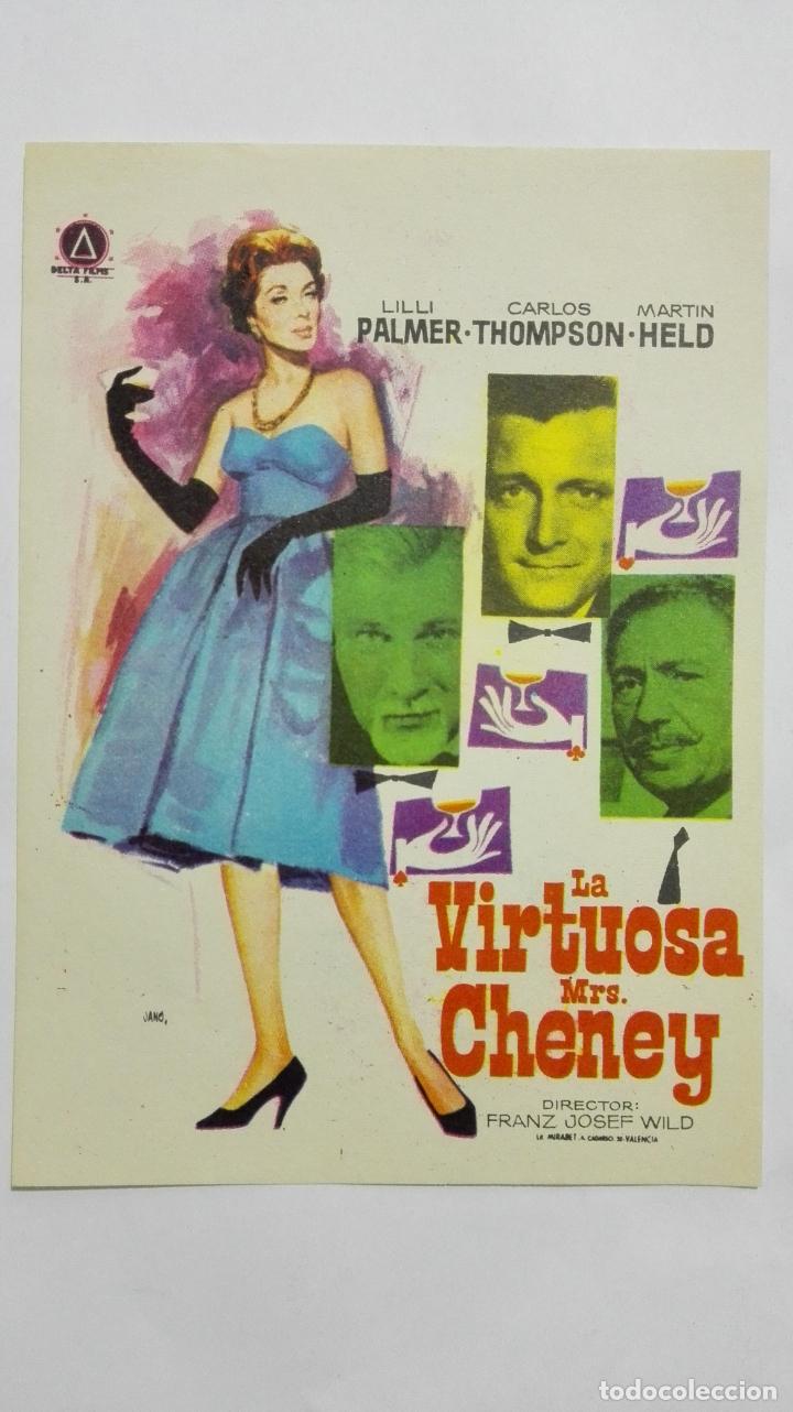 Folhetos de m&atilde;o de filmes antigos de cinema: PROGRAMA DE CINE, LA VIRTUOSA MRS CHENEY, ORIGINAL A&Ntilde;OS 60, SIN PUBLICIDAD