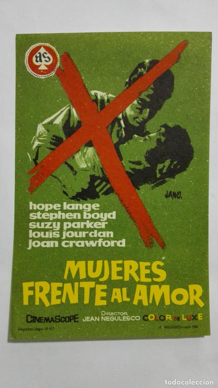 Folhetos de m&atilde;o de filmes antigos de cinema: PROGRAMA DE CINE, MUJERES FRENTE AL AMOR, ORIGINAL A&Ntilde;OS 60, SIN PUBLICIDAD