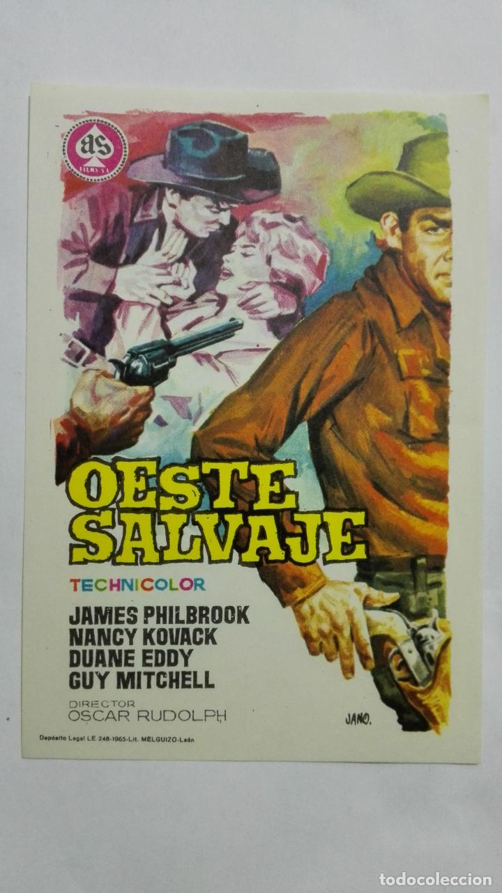 Folhetos de m&atilde;o de filmes antigos de cinema: PROGRAMA DE CINE, OESTE SALVAJE, ORIGINAL A&Ntilde;OS 60, SIN PUBLICIDAD