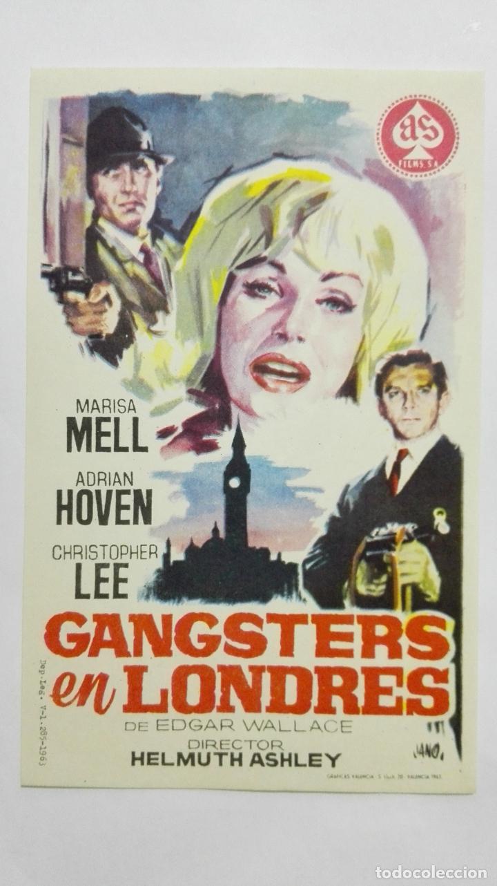 Folhetos de m&atilde;o de filmes antigos de cinema: PROGRAMA DE CINE, GANGSTERS EN LONDRES, ORIGINAL A&Ntilde;OS 60, SIN PUBLICIDAD