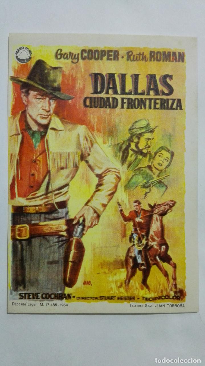 Folhetos de m&atilde;o de filmes antigos de cinema: PROGRAMA DE CINE, DALLAS CIUDAD FRONTERIZA, ORIGINAL A&Ntilde;OS 60, SIN PUBLICIDAD