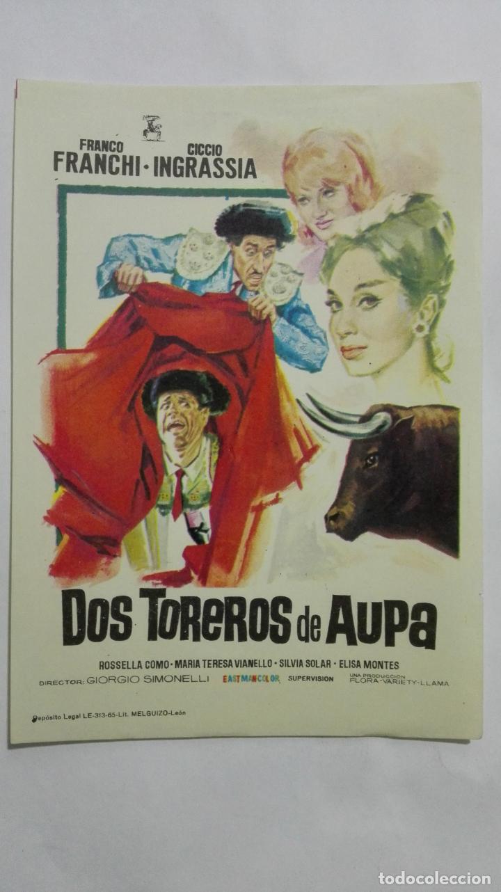 Folhetos de m&atilde;o de filmes antigos de cinema: PROGRAMA DE CINE, DOS TOREROS DE AUPA, ORIGINAL A&Ntilde;OS 60, SIN PUBLICIDAD