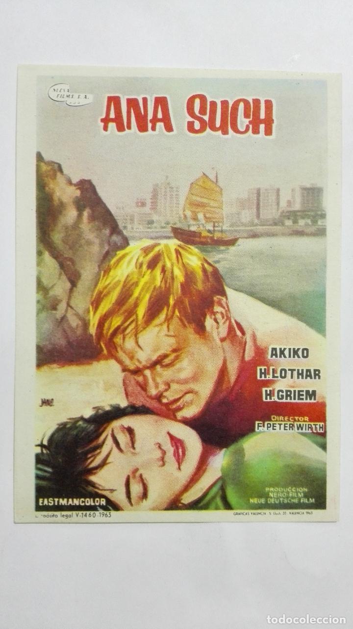 Folhetos de m&atilde;o de filmes antigos de cinema: PROGRAMA DE CINE, ANA SUCH, ORIGINAL A&Ntilde;OS 60, SIN PUBLICIDAD