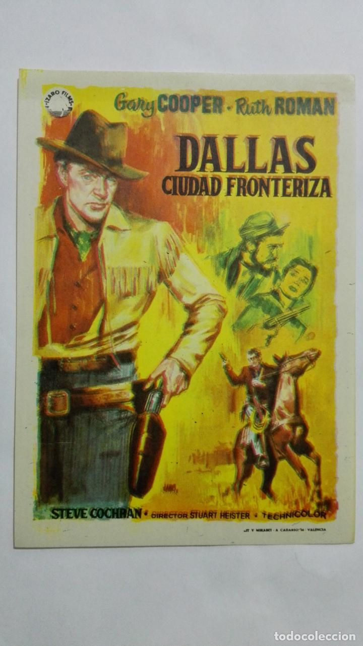 Folhetos de m&atilde;o de filmes antigos de cinema: PROGRAMA DE CINE, DALLAS CIUDAD FRONTERIZA, ORIGINAL A&Ntilde;OS 60, SIN PUBLICIDAD