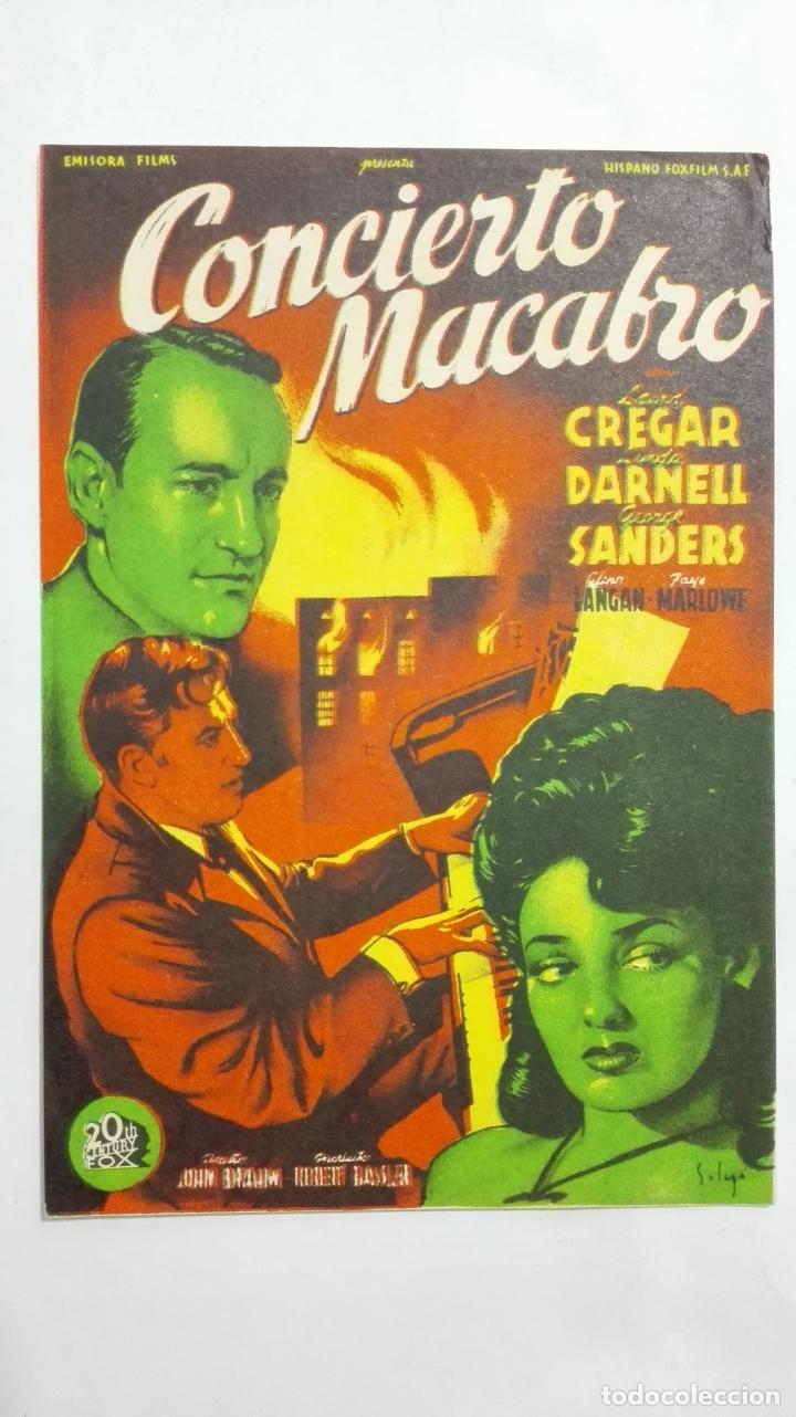 Folhetos de m&atilde;o de filmes antigos de cinema: PROGRAMA DE CINE, CONCIERTO MACABRO, ORIGINAL A&Ntilde;OS 60, SIN PUBLICIDAD