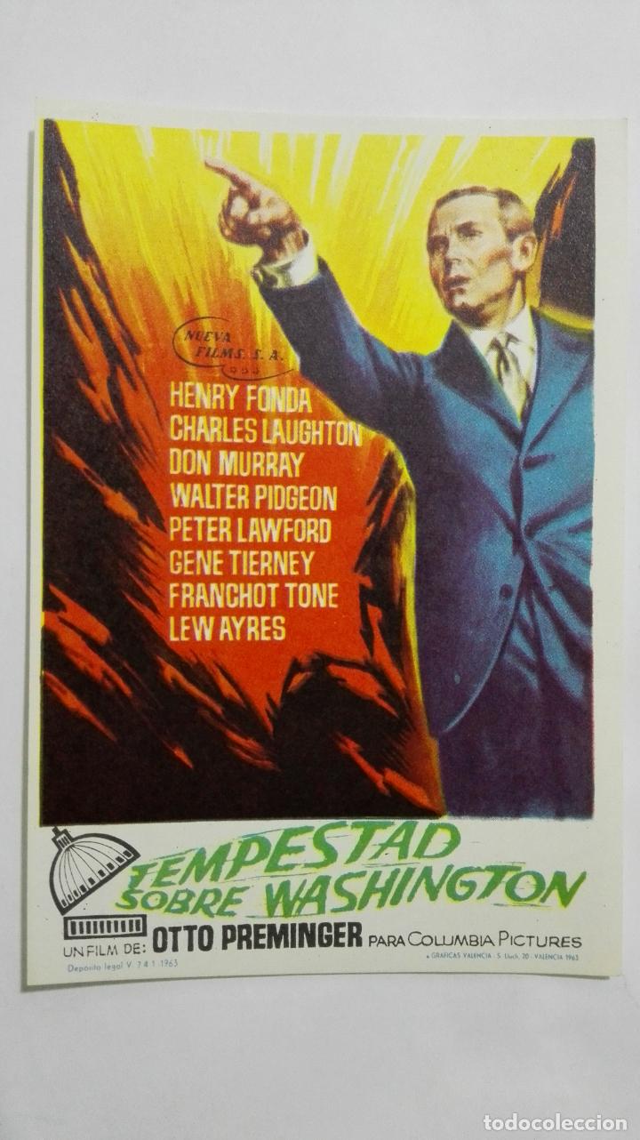 Folhetos de m&atilde;o de filmes antigos de cinema: PROGRAMA DE CINE, TEMPESTAD SOBRE WASHINGTON, ORIGINAL A&Ntilde;OS 60, SIN PUBLICIDAD