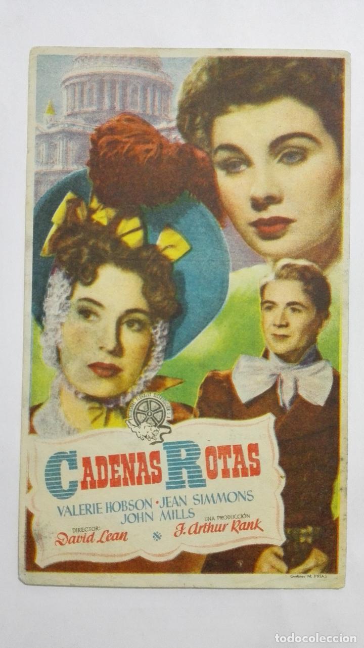 Folhetos de m&atilde;o de filmes antigos de cinema: PROGRAMA DE CINE, CADENAS ROTAS, ORIGINAL A&Ntilde;OS 60, PUBLICIDAD CINE COLISEO, ALMAGRO