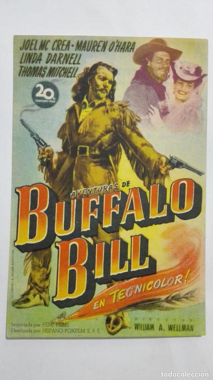 Folhetos de m&atilde;o de filmes antigos de cinema: PROGRAMA DE CINE, BUFFALO BILL A&Ntilde;OS 50, PUBLICIDAD CINE TERRAZA NAVARRO, VILLAROBLEDO