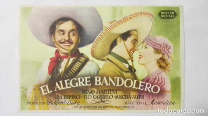 Folhetos de m&atilde;o de filmes antigos de cinema: PROGRAMA DE CINE, EL ALEGRE BANDOLERO, A&Ntilde;OS 50, PUBLICIDAD CINE URQUIJO