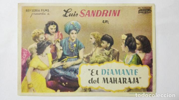 Folhetos de m&atilde;o de filmes antigos de cinema: PROGRAMA DE CINE, EL DIAMANTE DEL MAHARAJA, A&Ntilde;OS 50, PUBLICIDAD CINE COLISEO