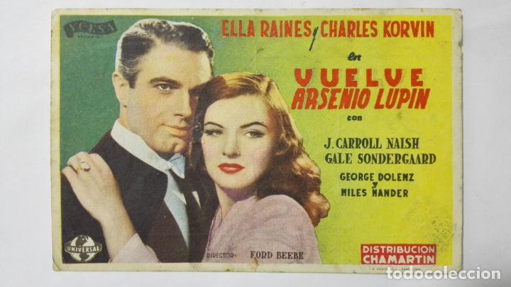 Folhetos de m&atilde;o de filmes antigos de cinema: PROGRAMA DE CINE, VUELVE ARSENIO LUPIN, A&Ntilde;OS 50, PUBLICIDAD CASTELAR Y COLISEO