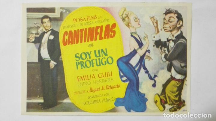 Folhetos de m&atilde;o de filmes antigos de cinema: PROGRAMA DE CINE, SOY UN PROFUGO, A&Ntilde;OS 50, PUBLICIDAD CINE NAVARRO, VILLAROBLEDO