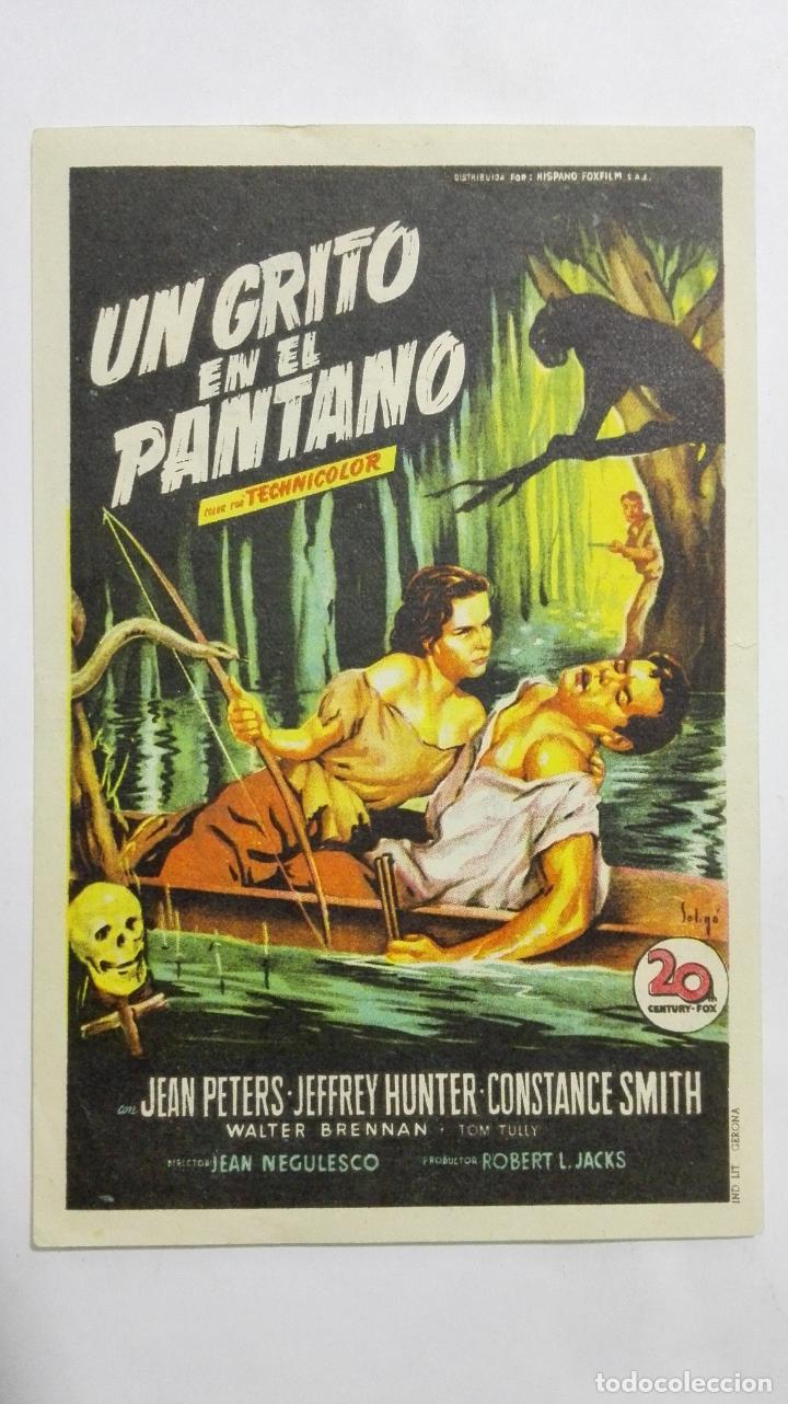 Folhetos de m&atilde;o de filmes antigos de cinema: PROGRAMA DE CINE, UN GRITO EN EL PANTANO, A&Ntilde;OS 50, PUBLICIDAD CINE REX, VILLAROBLEDO