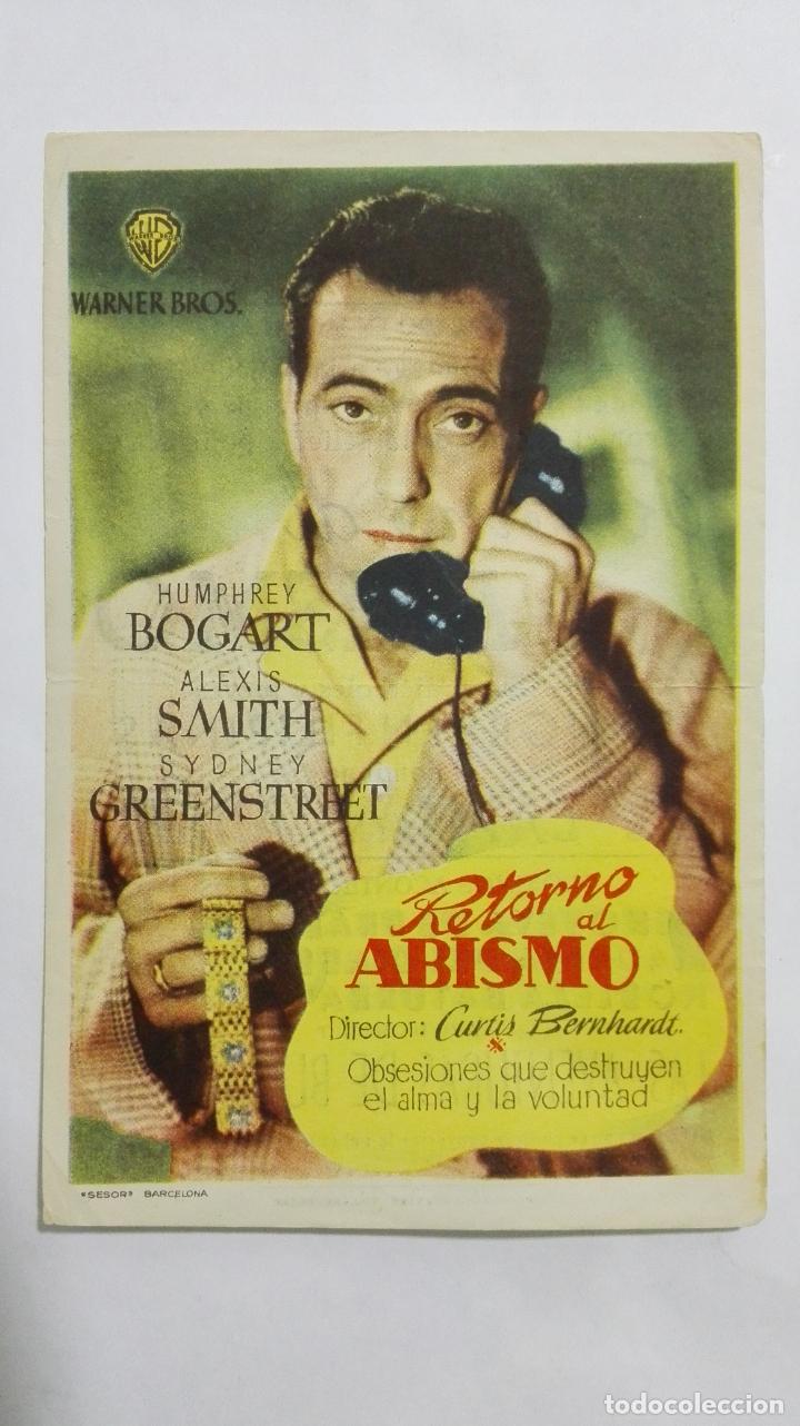 Folhetos de m&atilde;o de filmes antigos de cinema: PROGRAMA DE CINE, RETORNO AL ABISMO, A&Ntilde;OS 50, PUBLICIDAD TEATRO NAVARRO, VILLAROBLEDO