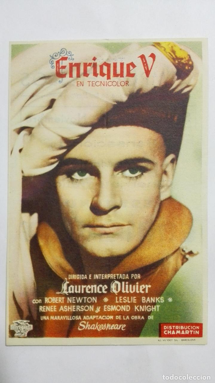 Folhetos de m&atilde;o de filmes antigos de cinema: PROGRAMA DE CINE, ENRIQUE V, A&Ntilde;OS 40, PUBLICIDAD TEATRO CAMPOS ELISEOS