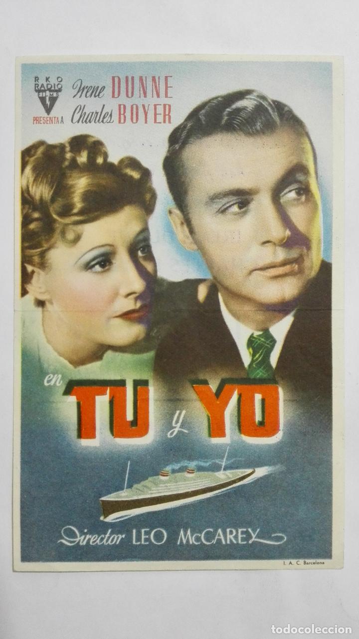 Folhetos de m&atilde;o de filmes antigos de cinema: PROGRAMA DE CINE, TU Y YO, A&Ntilde;OS 40, PUBLICIDAD SAN VICENTE