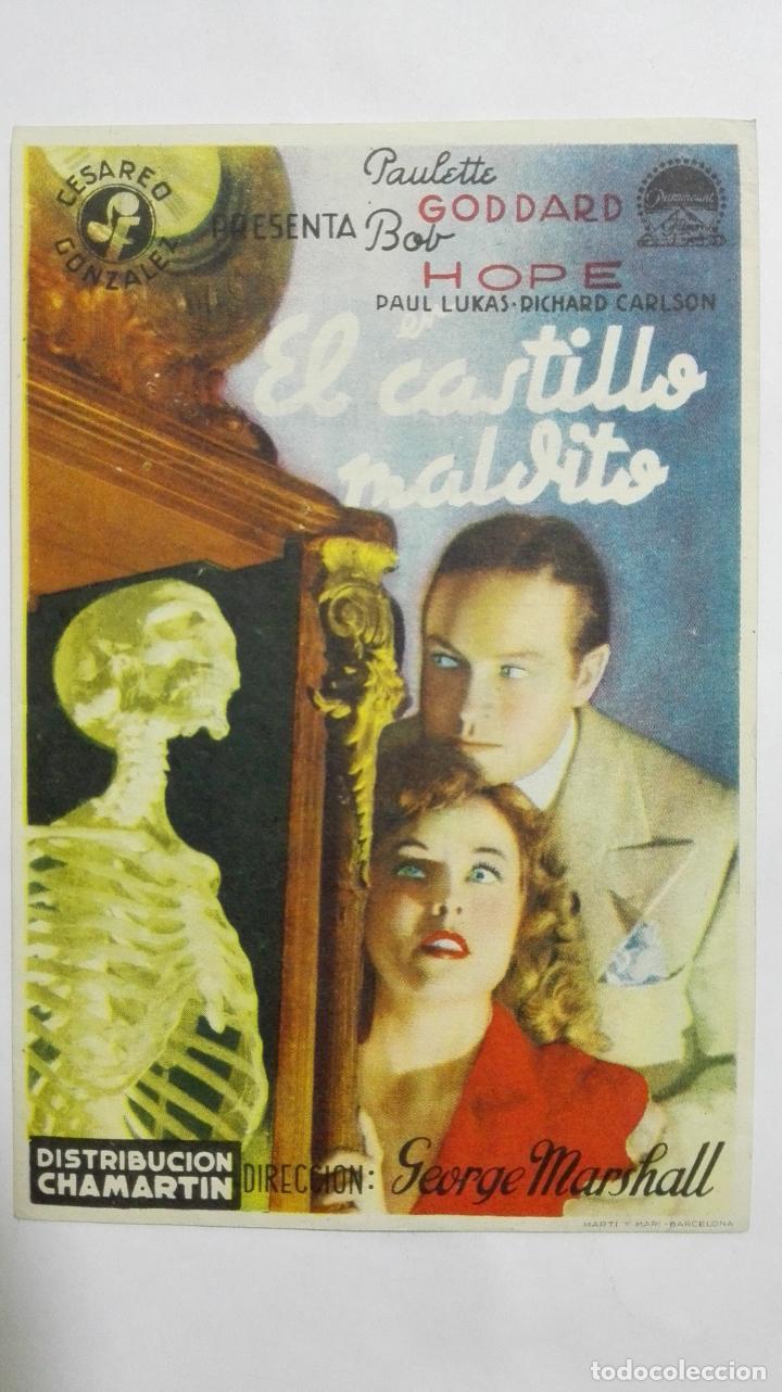 Folhetos de m&atilde;o de filmes antigos de cinema: PROGRAMA DE CINE, EL CASTILLO MALDITO, A&Ntilde;OS 40, PUBLICIDAD CINE GRAN VIA