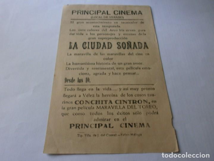 Cine: PROGRAMA DOBLE - LA CIUDAD SO&Ntilde;ADA - CRISTINA SODERBAUM - PRINCIPAL CINEMA (V&eacute;lez-M&aacute;laga) - 1942. - Foto 3