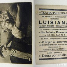 Cine: PROGRAMA DE CINE LUISIANA TARJETA 1935 PUBLICIDAD TEATRO PRINCIPAL. Lote 154372574